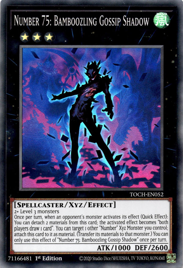 Yugioh Number 75: Bamboozling Gossip Shadow TOCH-EN052 Super 1st/Unlimite VLP/NM