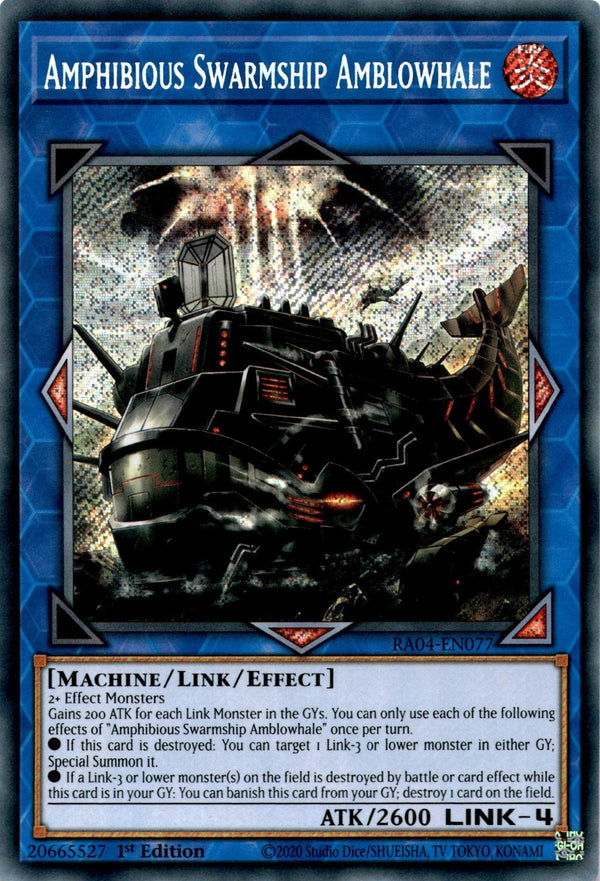 Yugioh Amphibious Swarmship Amblowhale RA04-EN077 Secret Rare 1st Edition NM