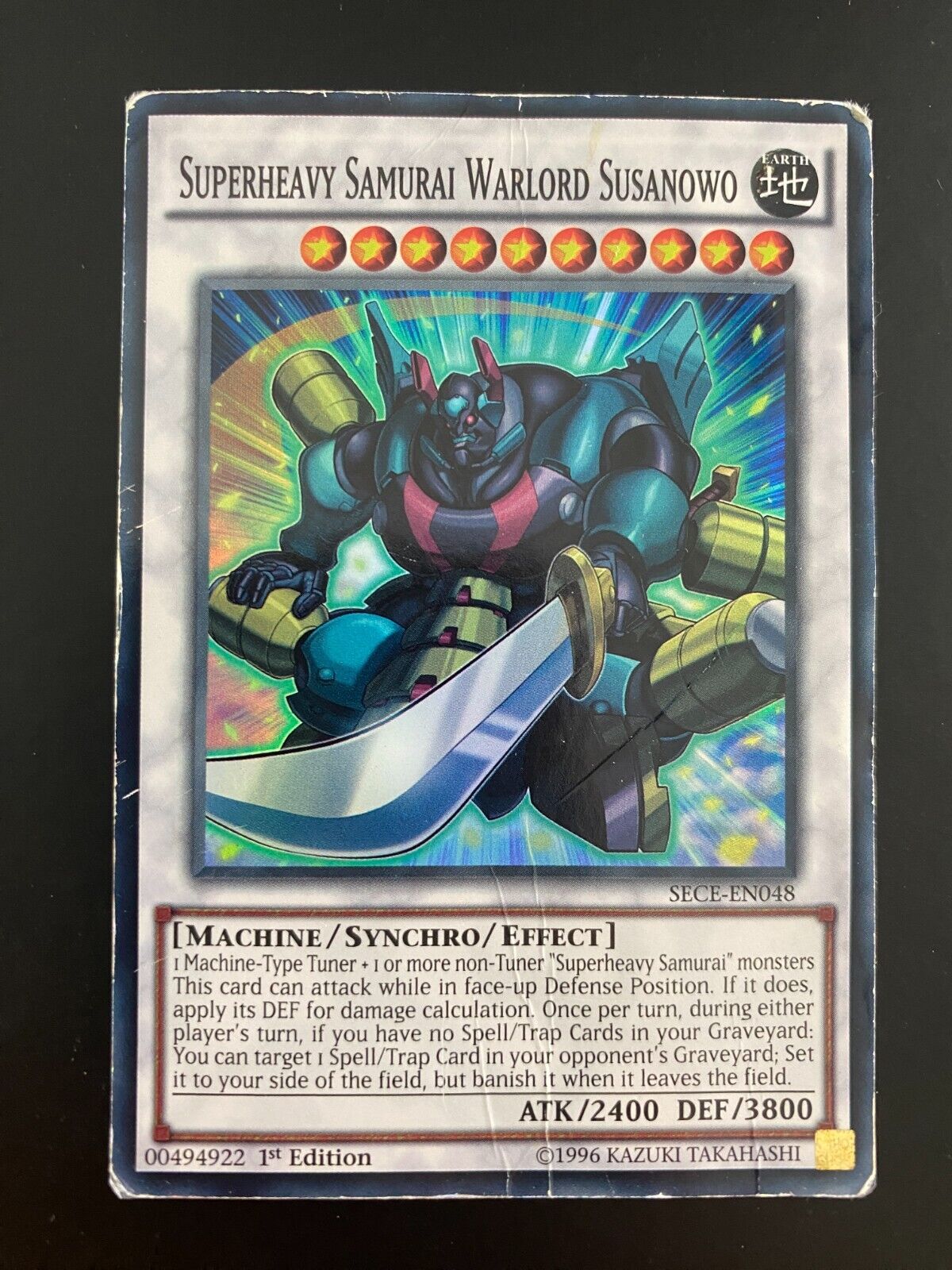 Yugioh Superheavy Samurai Warlord Susanowo SECE-EN048 1st Edition DAMAGED