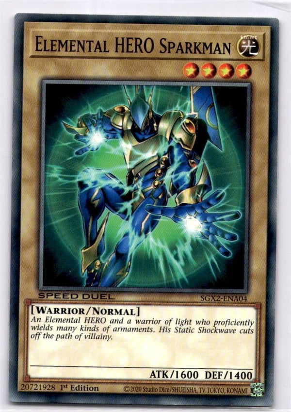 Yugioh Elemental HERO Sparkman SGX2-ENA04 Common 1st Edition NM