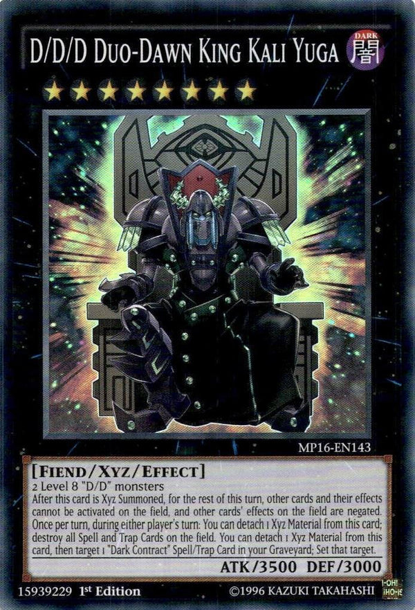 Yugioh D/D/D Duo-Dawn King Kali Yuga MP16-EN143 Ultra Rare 1st Edition NM
