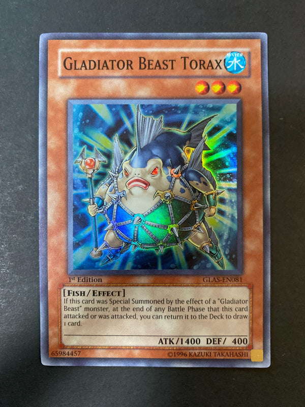 Yugioh Gladiator Beast Torax GLAS-EN081 Super Rare 1st Edition MP