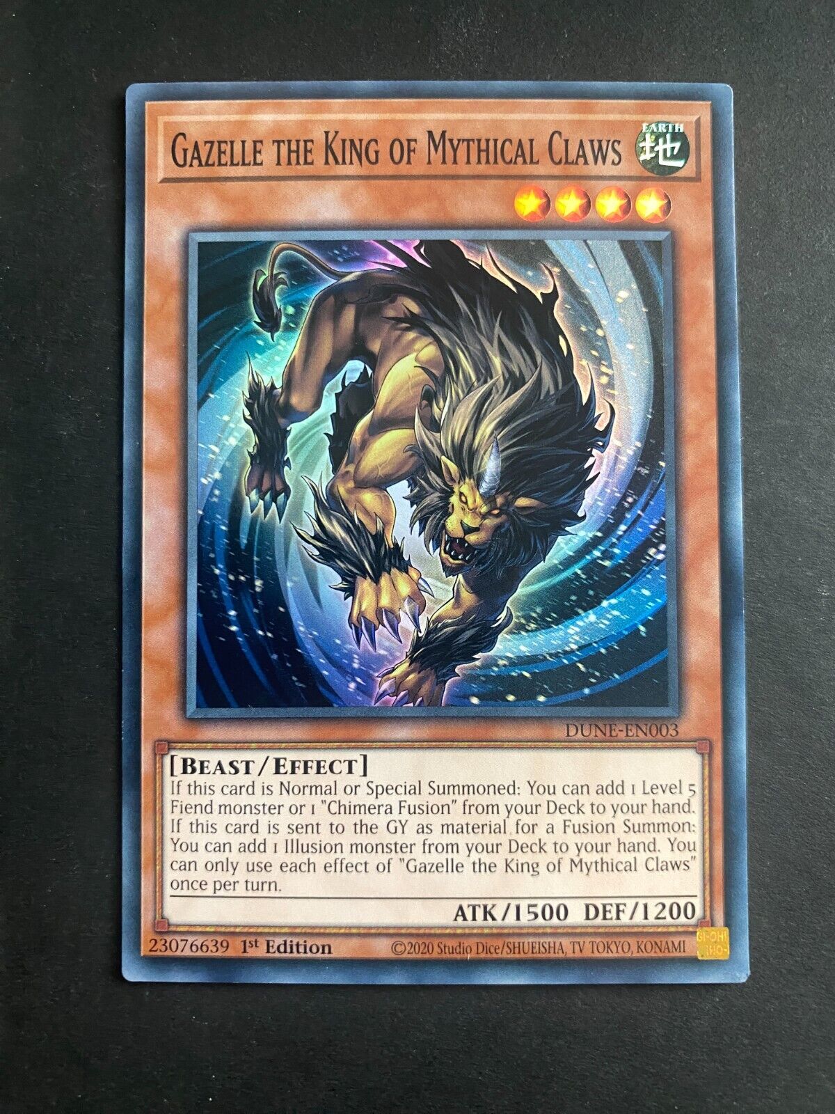 Yugioh Gazelle the King of Mythical Claws DUNE-EN003 Super Rare 1st Ed VLP/NM