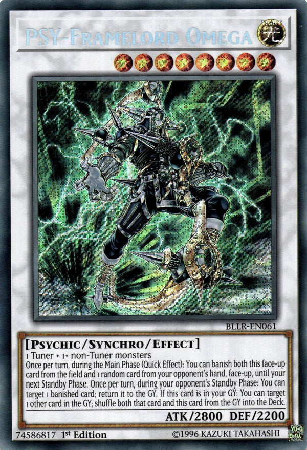 Yugioh PSY-Framelord Omega BLLR-EN061 Secret Rare 1st Edition VLP/NM