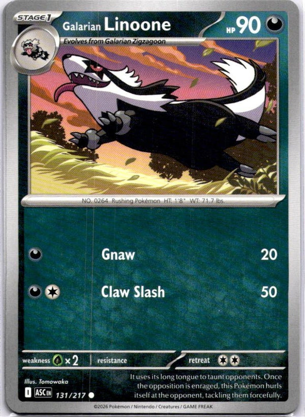 Pokemon Galarian Linoone 131/217 Ascended Heroes Non Holo NM