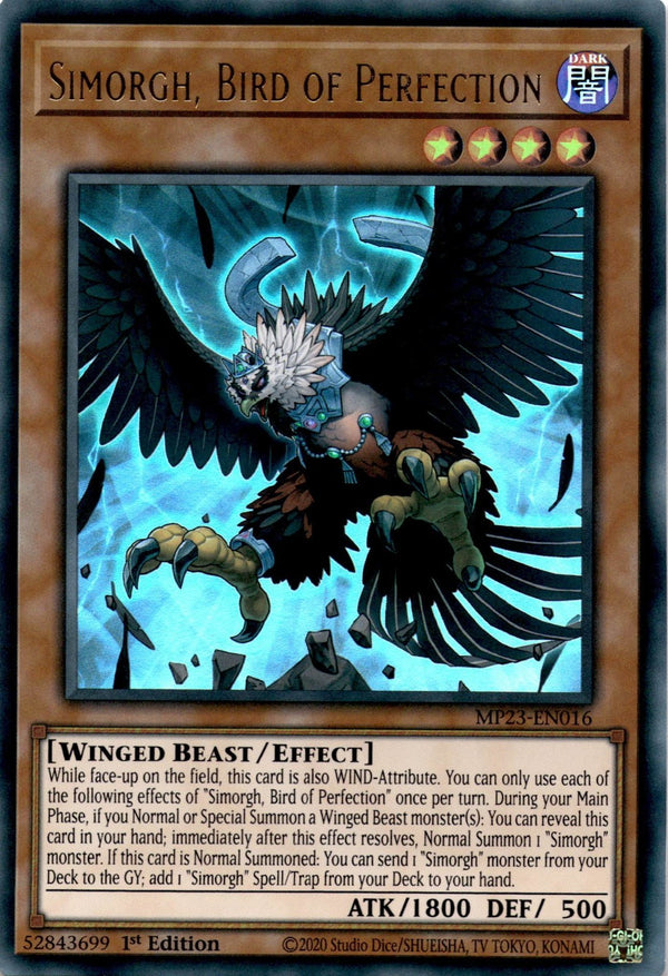 Yugioh Simorgh, Bird of Perfection MP23-EN016 Ultra Rare 1st Edition NM