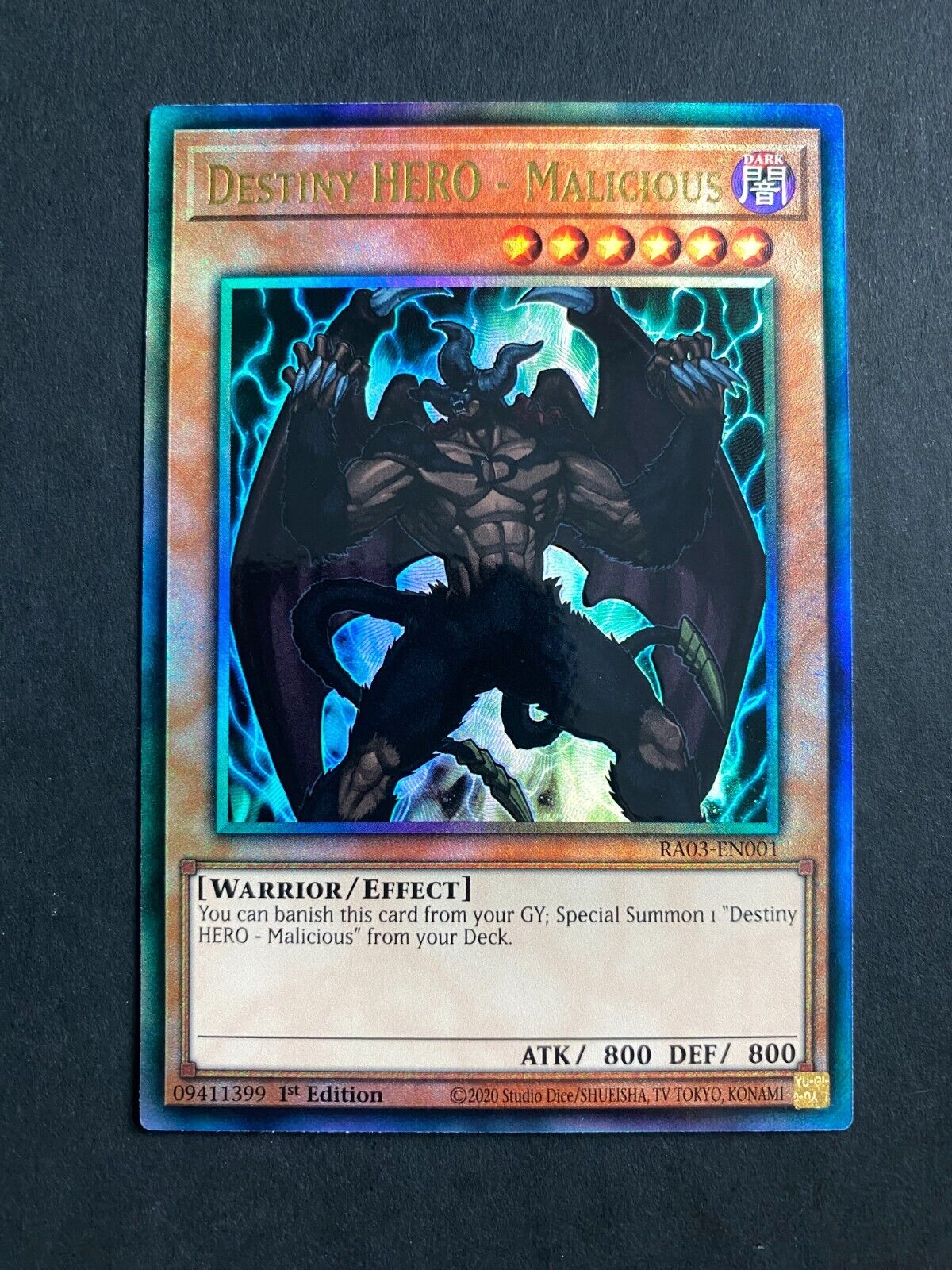 Yugioh Destiny HERO - Malicious RA03-EN001 Prismatic Ultimate Rare 1st Ed NM