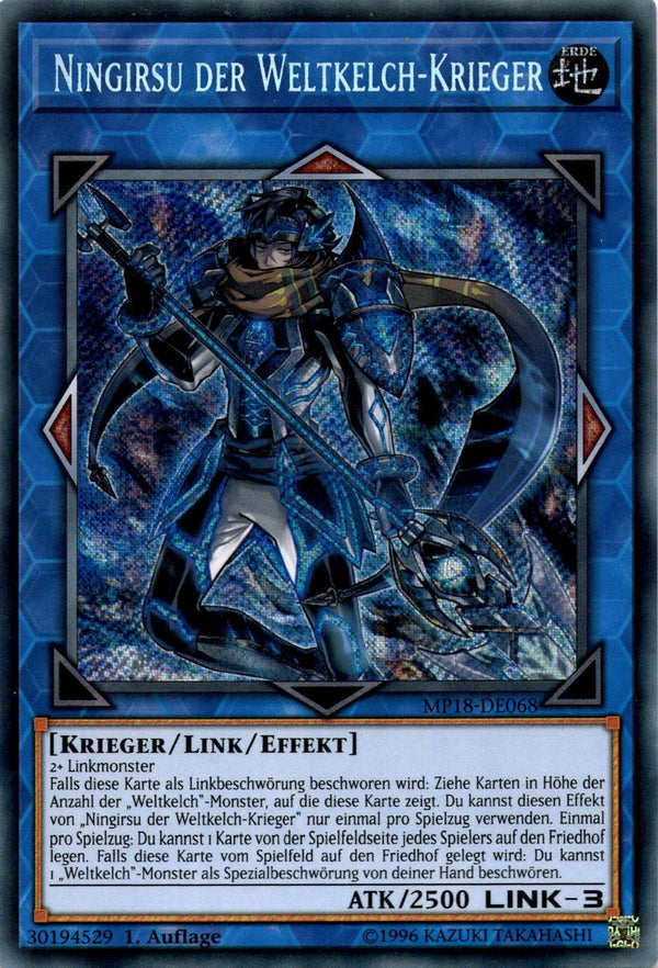 Yugioh Ningirsu The World Chalice Warrior MP18-DE068 Secret Rare GERMAN 1st NM