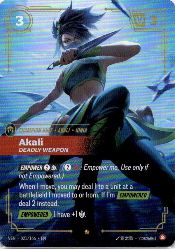 Riftbound Akali, Deadly Weapon 021/166 Vendetta Epic NM