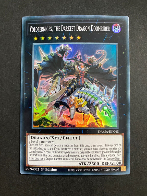Yugioh Voloferniges, the Darkest Dragon Doomrider DAMA-EN045 Super Rare 1st NM