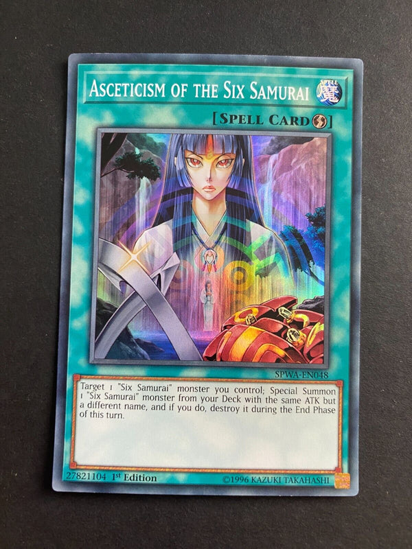 Yugioh Asceticism of the Six Samurai SPWA-EN048 Super Rare 1st Edition LP
