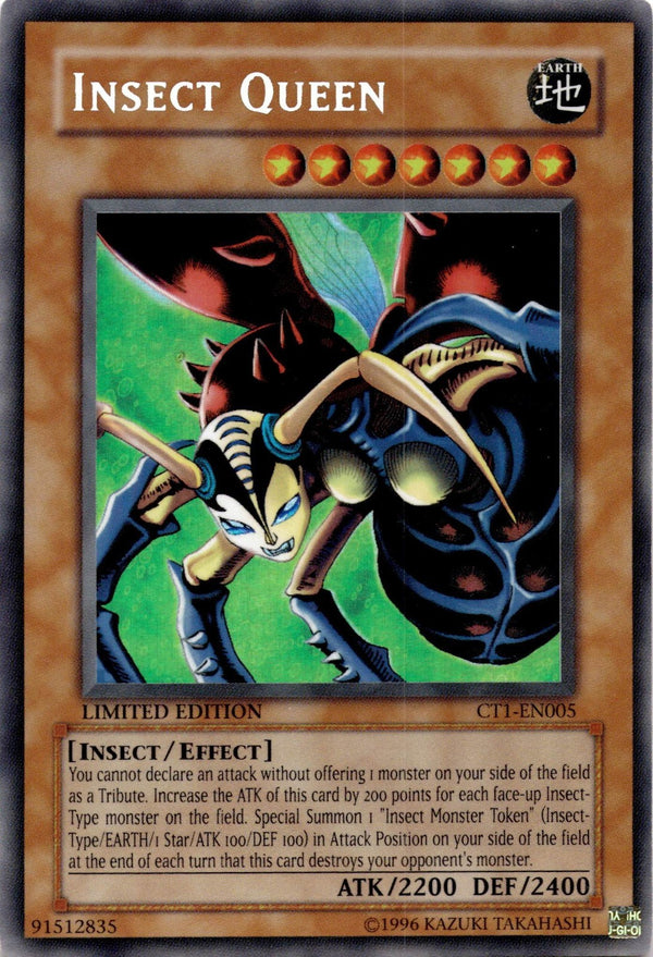 Yugioh Insect Queen CT1-EN005 Super Rare (Misprint) Limited Edition LP