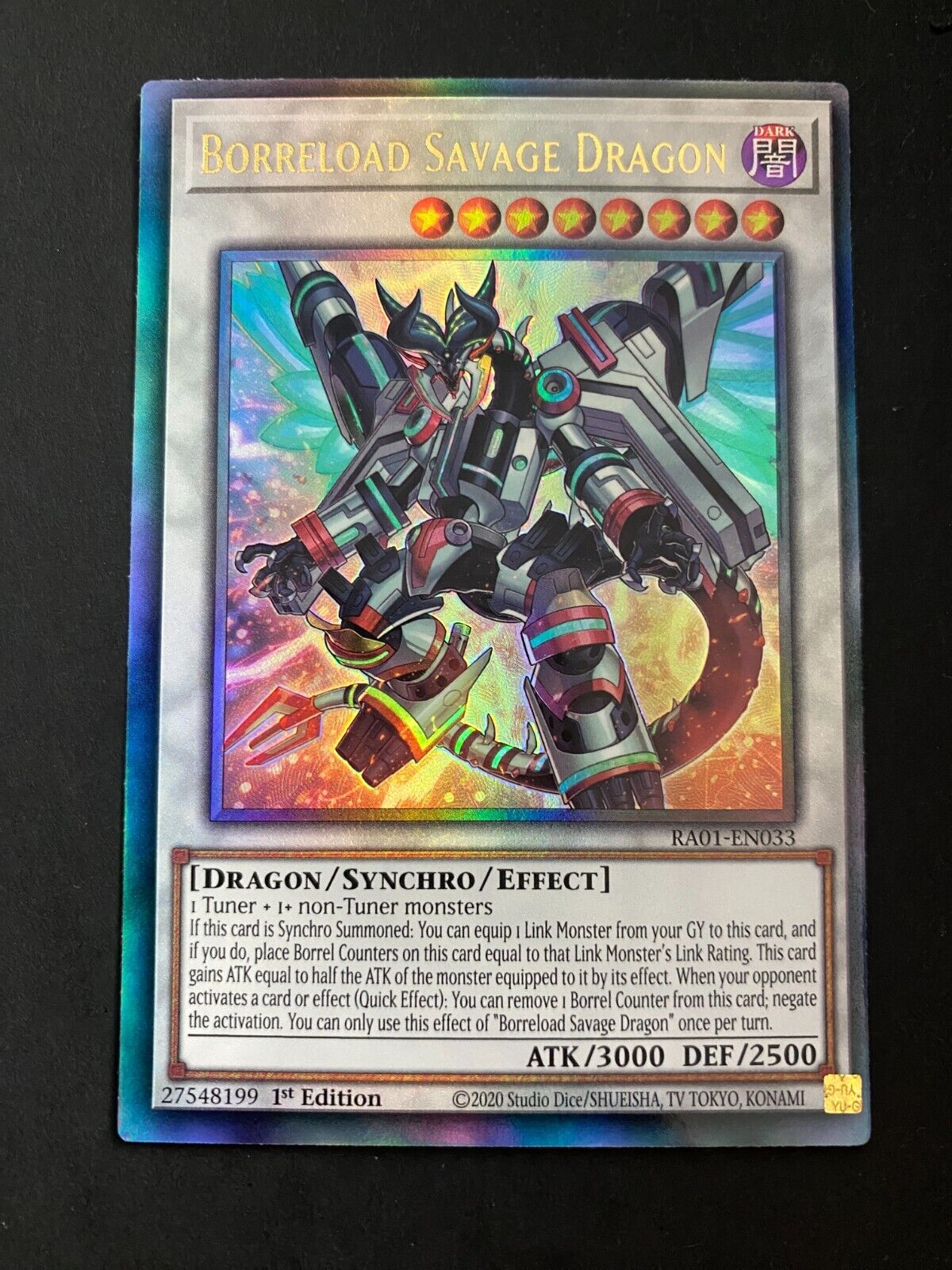 Yugioh Borreload Savage Dragon RA01-EN033 Ultimate Rare Misprint/Miscut 1st NM