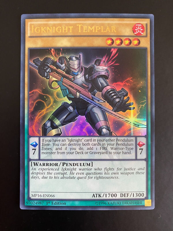 Yugioh Igknight Templar MP16-EN066 Ultra Rare 1st Edition LP/VLP