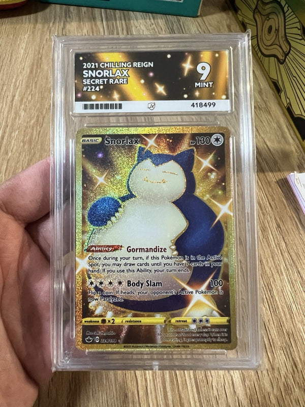 Pokemon Snorlax 224/198 Chilling Reign Gold ACE 9/ PSA 9