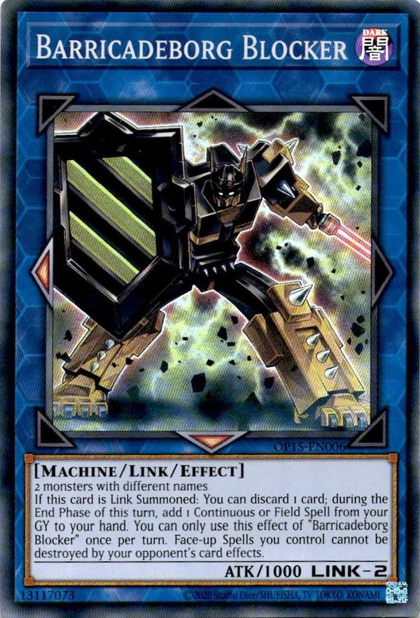 Yugioh Barricadeborg Blocker OP15-EN006 Super Rare Unlimited Edition LP