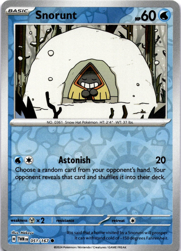 Pokemon Snorunt 051/167 Twilight Masquerade Reverse Holo NM