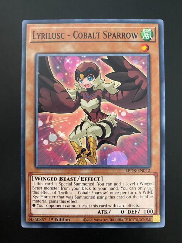 Yugioh Lyrilusc - Cobalt Sparrow LED8-EN042 Common 1st Edition NM/MINT