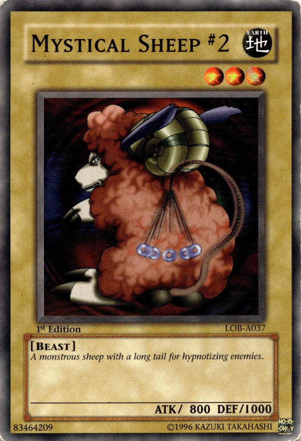 Yugioh Mystical Sheep #2 LOB-A037 Common 1st Edition DAMAGED