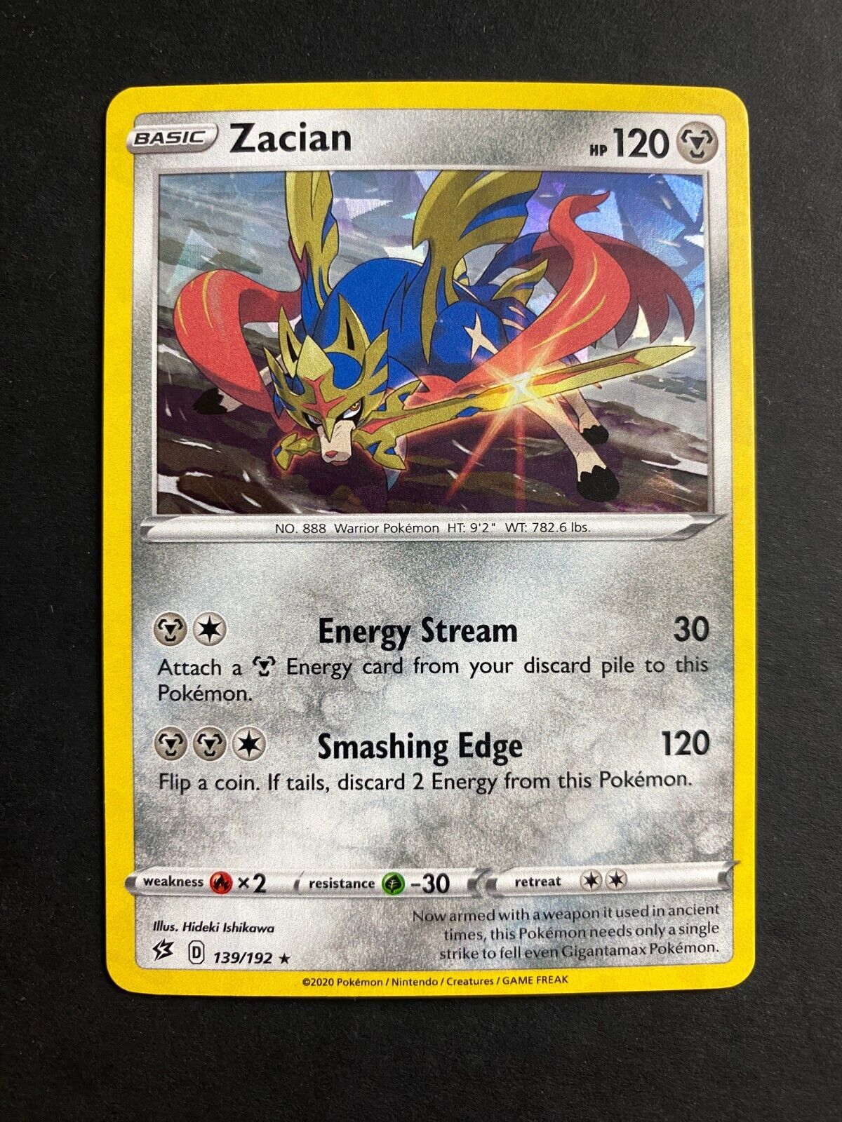 Pokemon Zacian 139/192 Rebel Clash Cracked Ice Holo NM