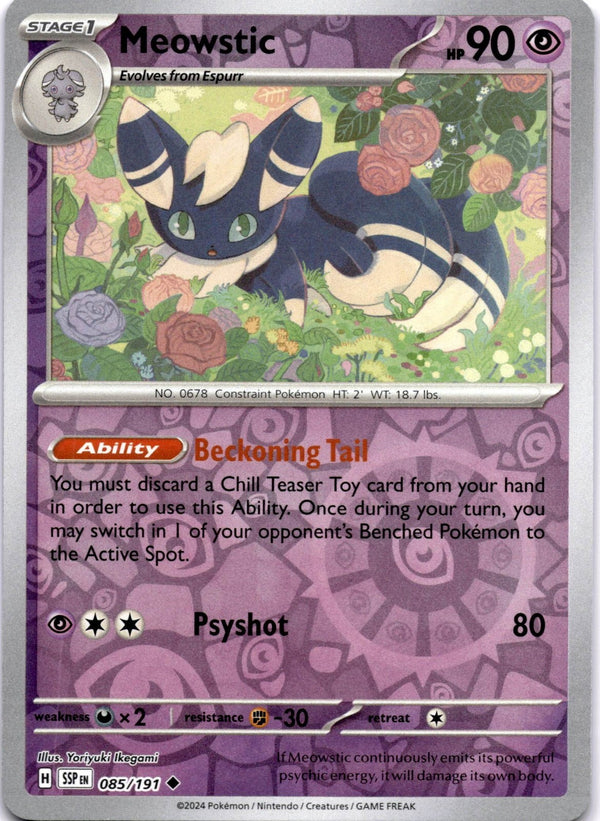Pokemon Meowstic 085/191 Surging Sparks Reverse Holo NM