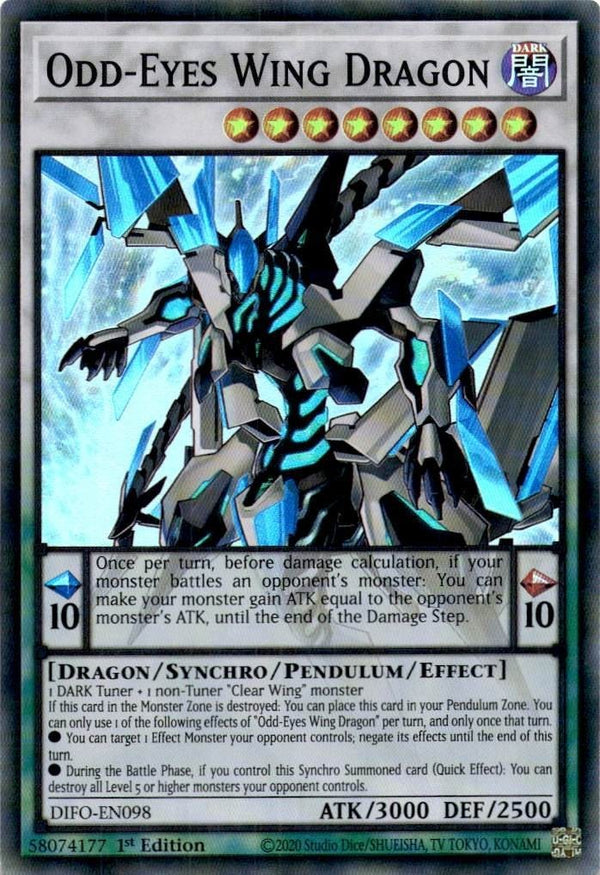 Yugioh Odd-Eyes Wing Dragon DIFO-EN098 Super Rare 1st Edition NM