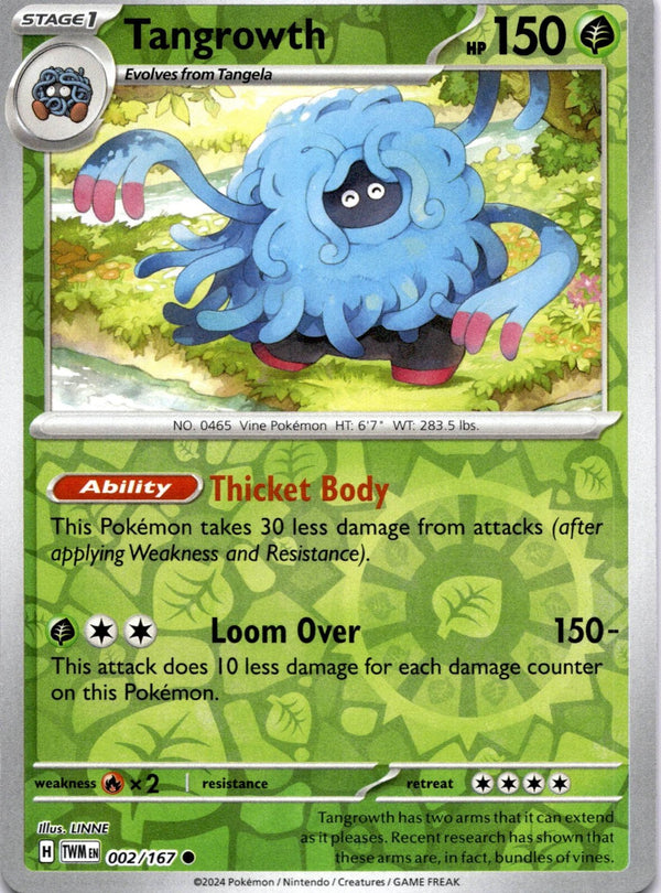 Pokemon Tangrowth 002/167 Twilight Masquerade Reverse Holo NM