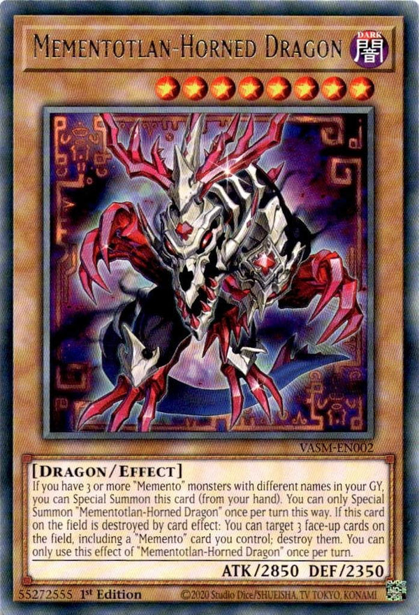 Yugioh Mementotlan-Horned Dragon VASM-EN002 Rare 1st Edition NM