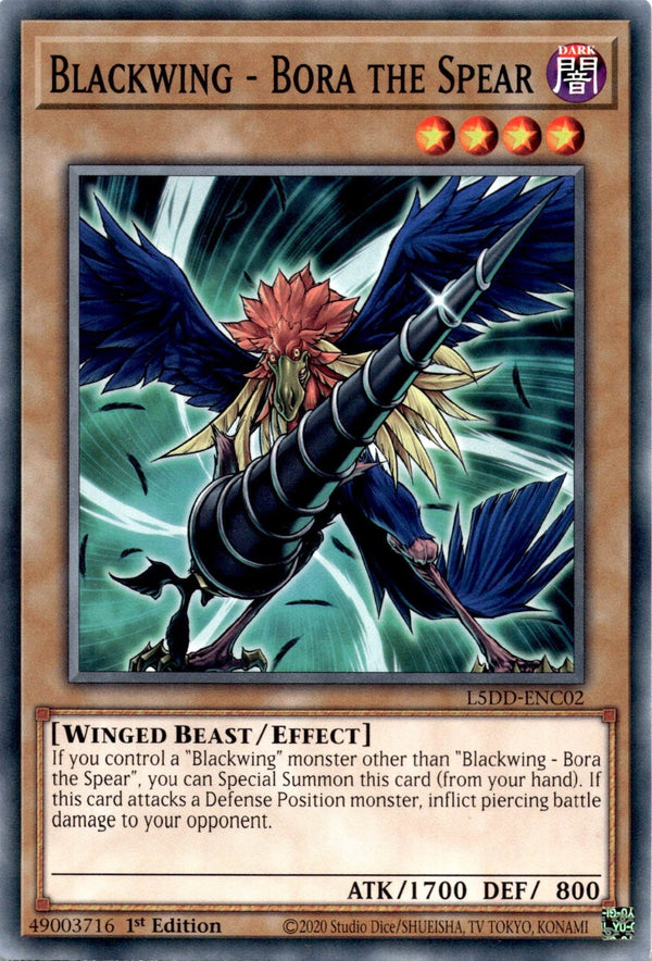 Yugioh Blackwing - Bora the Spear L5DD-ENC02 Common 1st Edition NM