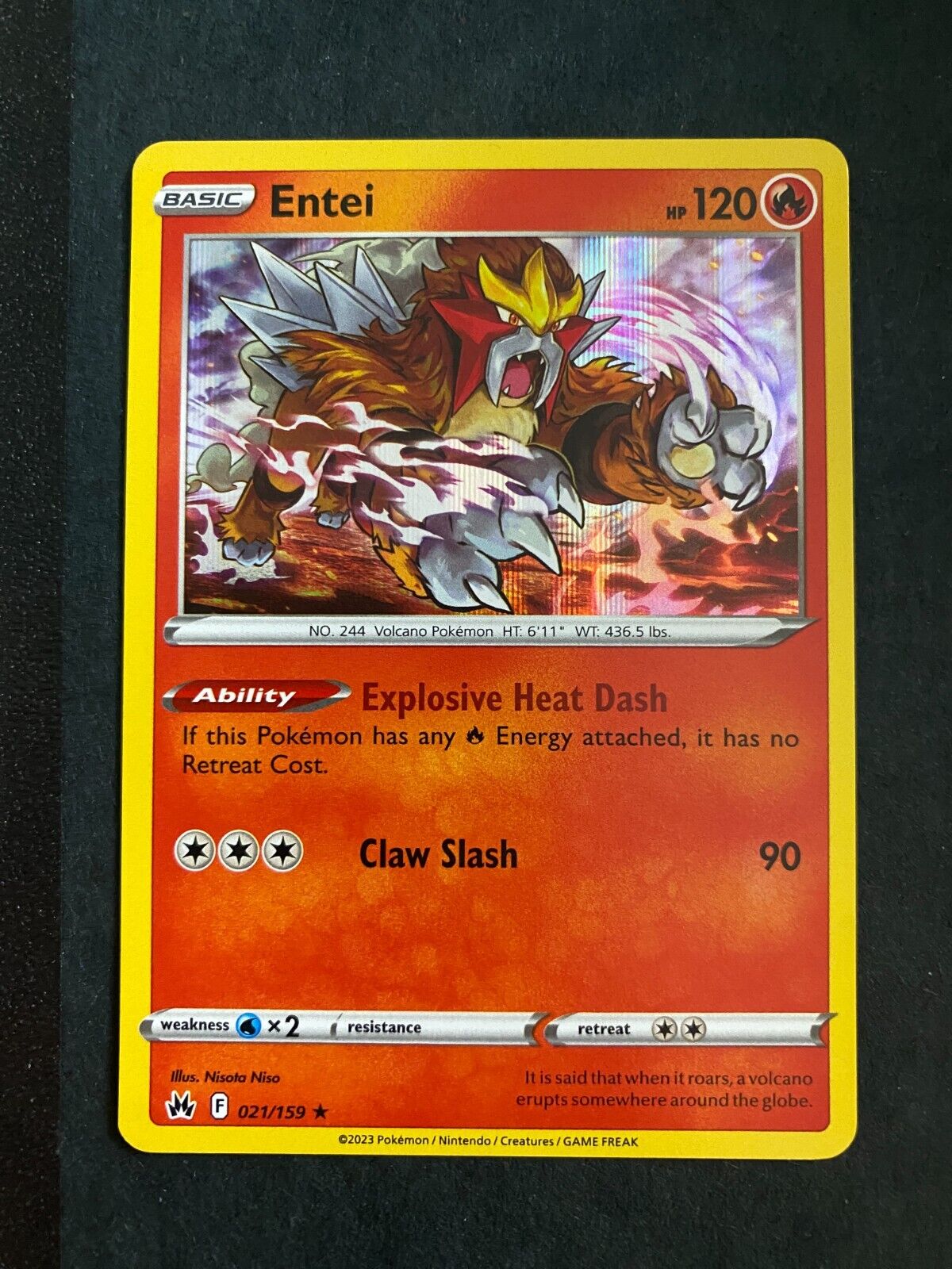 Pokemon Entei 021/159 Crown Zenith Holo NM