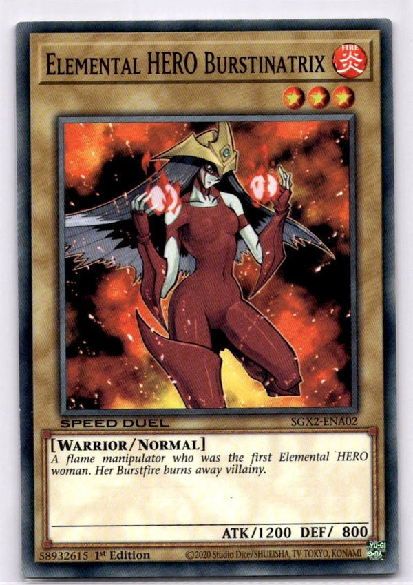Yugioh Elemental HERO Burstinatrix SGX2-ENA02 Common 1st Edition NM