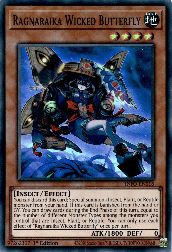 Yugioh Ragnaraika Wicked Butterfly INFO-EN018 Super Rare 1st Edition LP