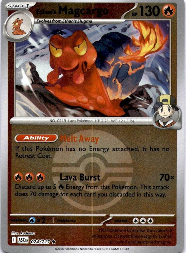 Pokemon Ethan's Magcargo 024/217 Ascended Heroes Pokeball Reverse Holo NM