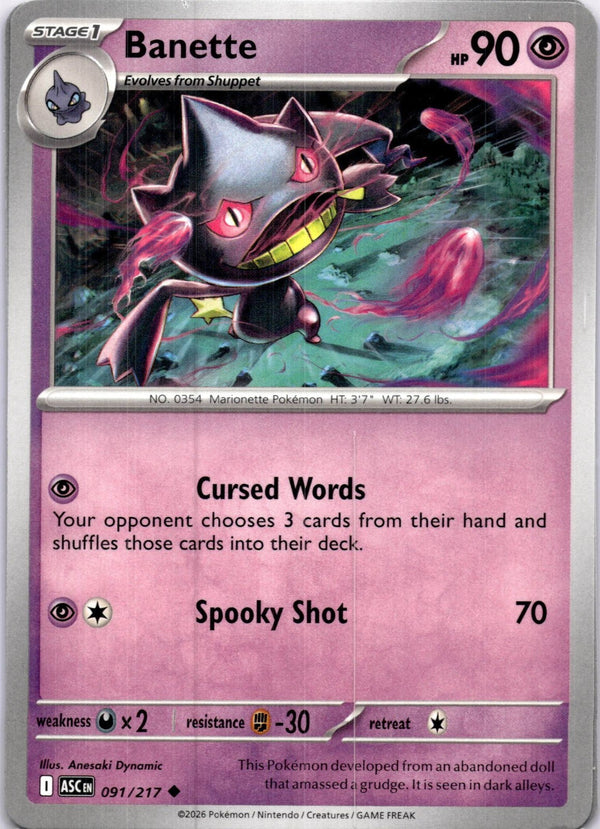 Pokemon Banette 091/217 Ascended Heroes Non Holo NM