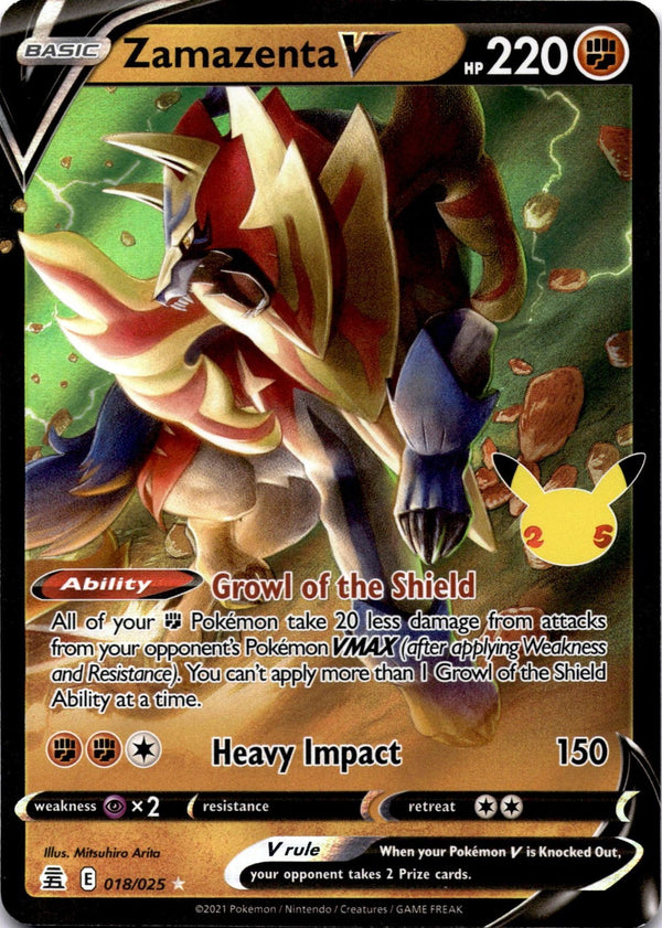 Pokemon Zamazenta V 018/025 Celebrations Full Art Holo NM
