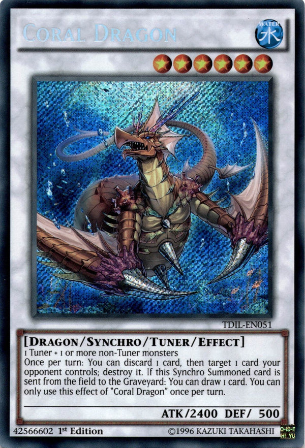 Yugioh Coral Dragon TDIL-EN051 Secret Rare 1st Edition VLP/NM