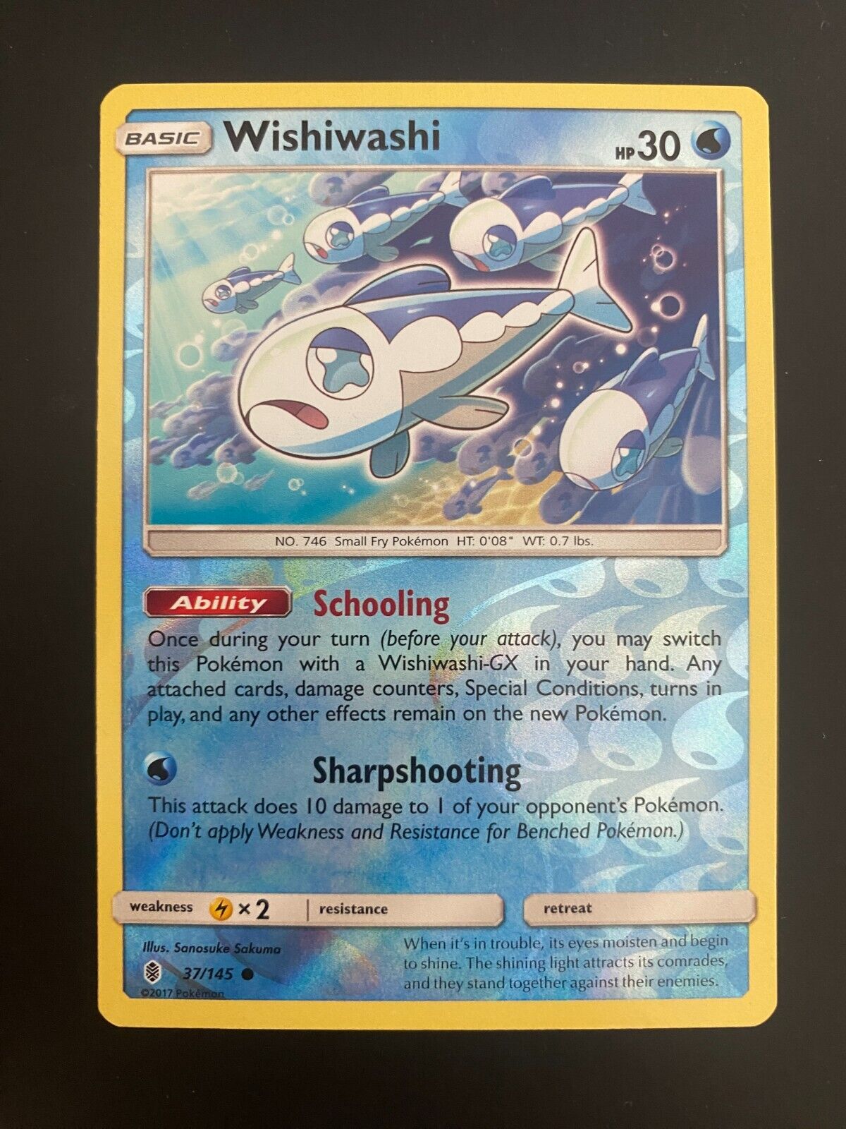 Pokemon Wishiwashi 37/145 Guardians Rising Reverse Holo NM