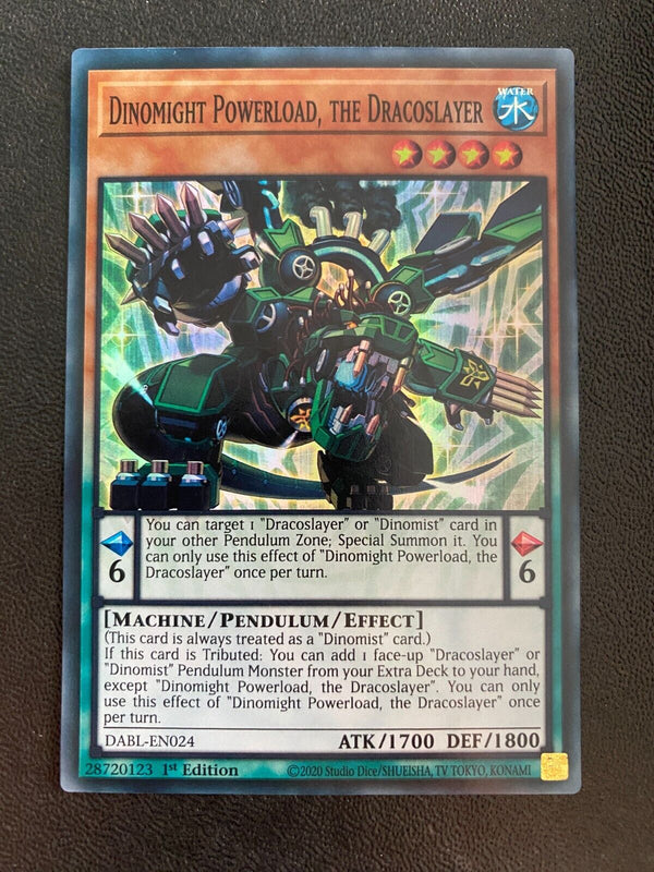 Yugioh Dinomight Powerload, the Dracoslayer DABL-EN024 Super Rare 1st Ed NM