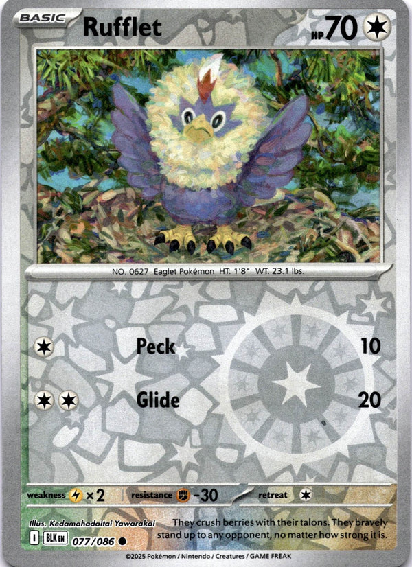 Pokemon Rufflet 077/086 Black Bolt Reverse Holo NM