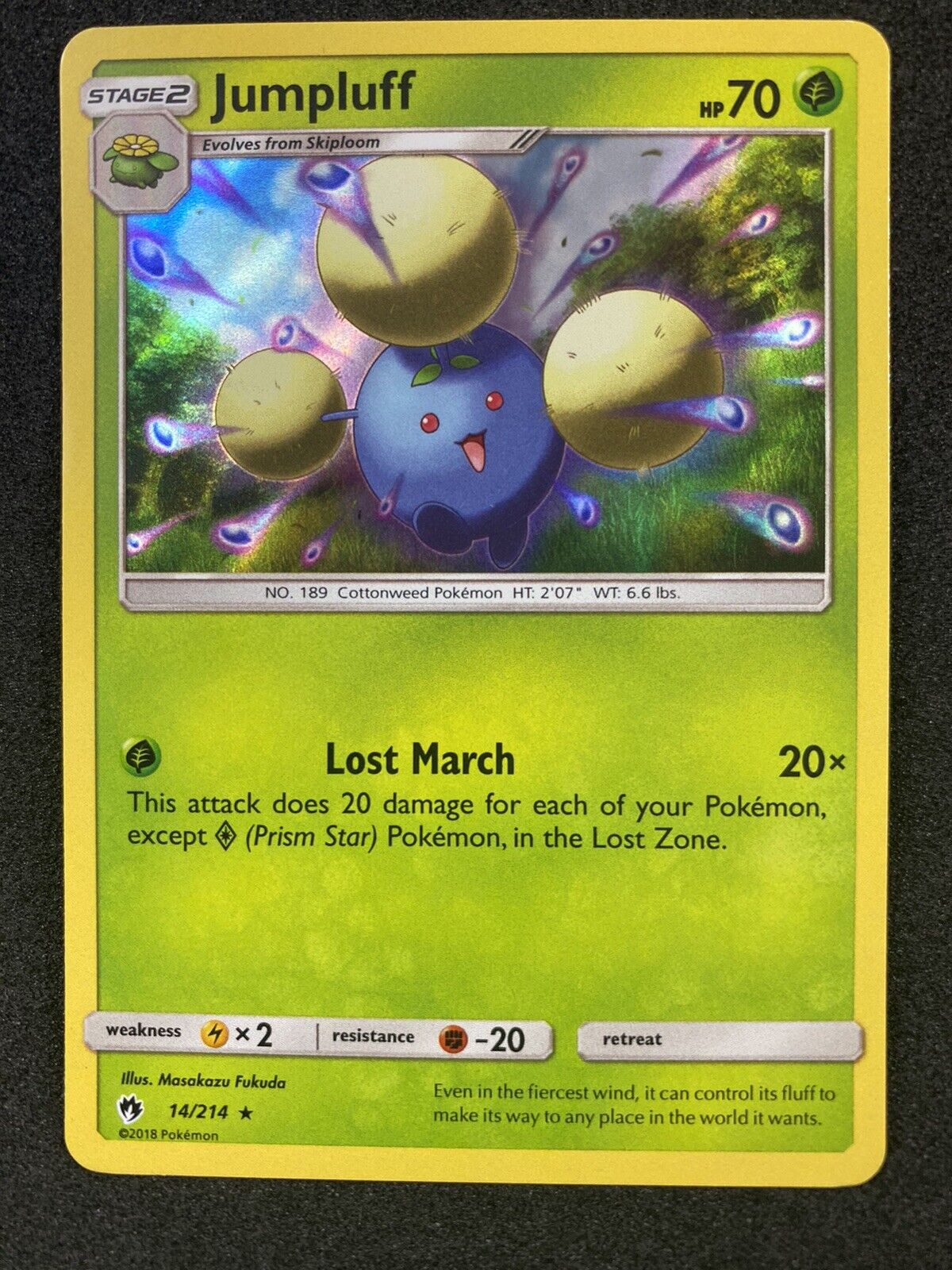 Pokemon Jumpluff 14/214 Lost Thunder Rare Holo NM