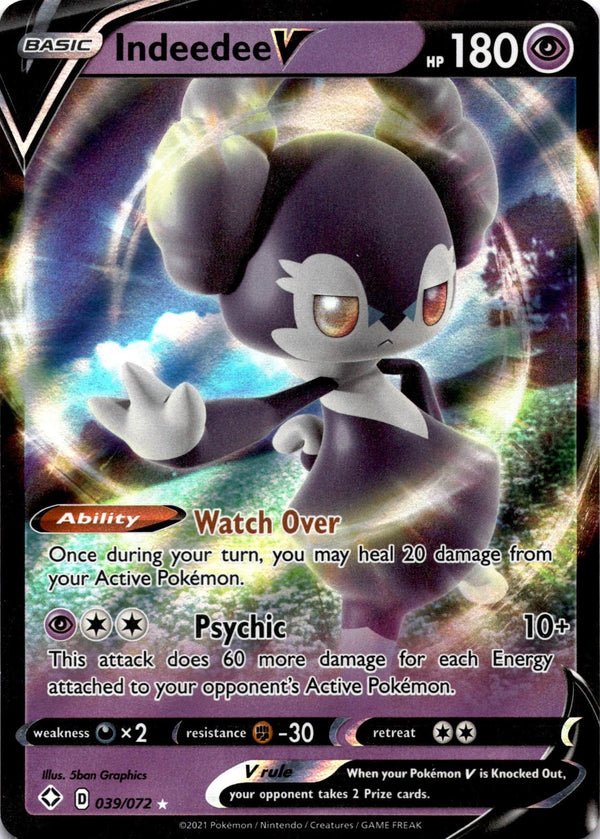 Pokemon Indeedee V 039/072 Shining Fates Full Art Holo NM
