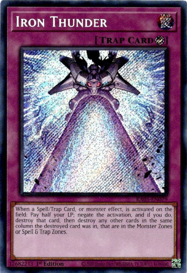 Yugioh Iron Thunder RA05-EN079 NA Print Secret Rare 1st Edition NM