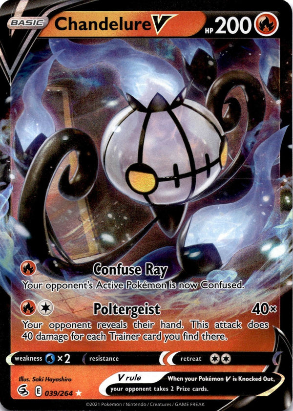 Pokemon Chandelure V 039/264 Fusion Strike Full Art Holo NM