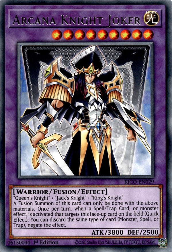 Yugioh Arcana Knight Joker KICO-EN029 Rare 1st Edition NM