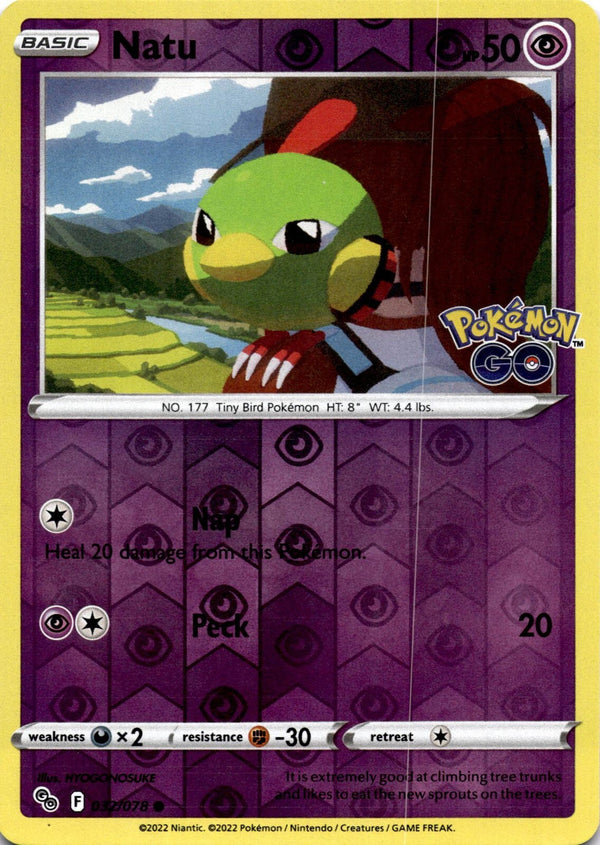 Pokemon Natu 032/078 Pokemon Go Reverse Holo NM