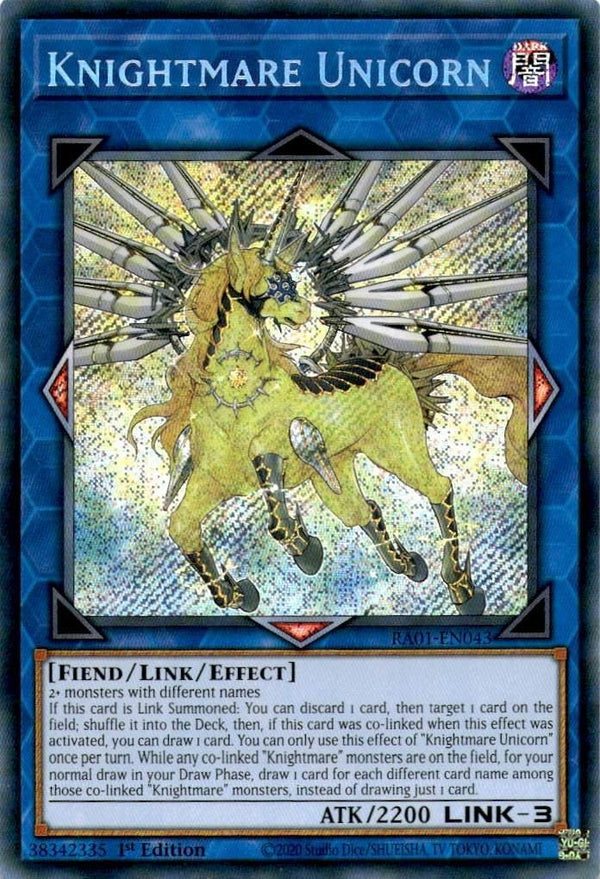 Yugioh Knightmare Unicorn RA01-EN043 Secret Rare 1st Edition NM