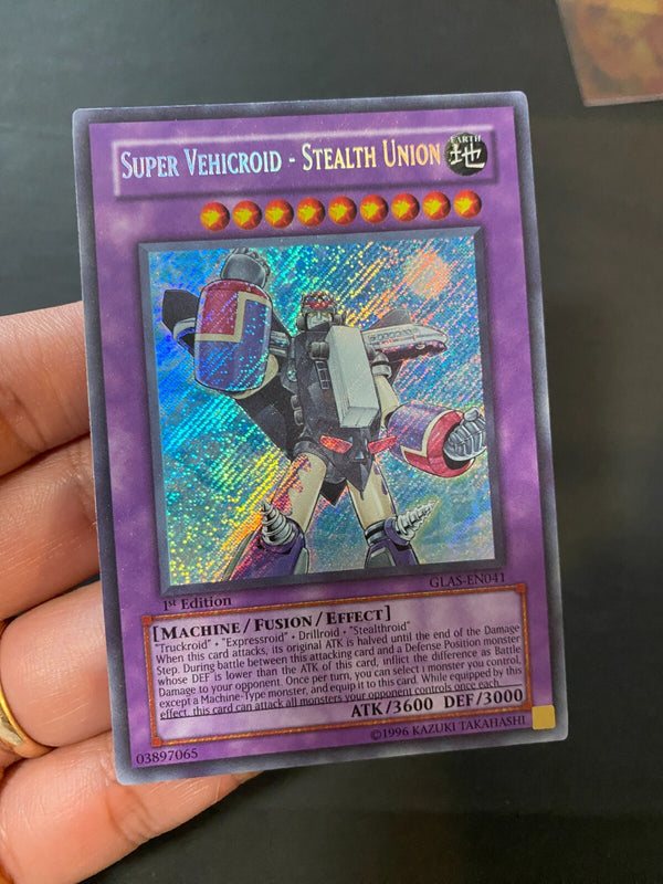 Yugioh Super Vehicroid - Stealth Union GLAS-EN041 Secret Rare 1st Edition LP