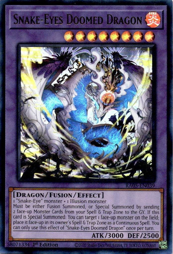 Yugioh Snake-Eyes Doomed Dragon RA05-EN039 NA Print Ultra Rare 1st Edition NM