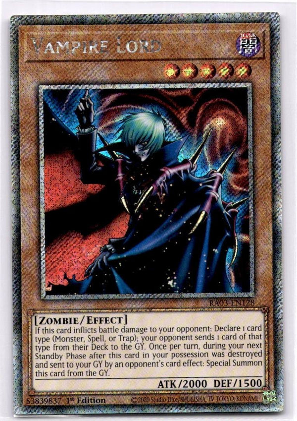 Yugioh Vampire Lord RA03-EN128 Platinum Secret Rare 1st Edition NM