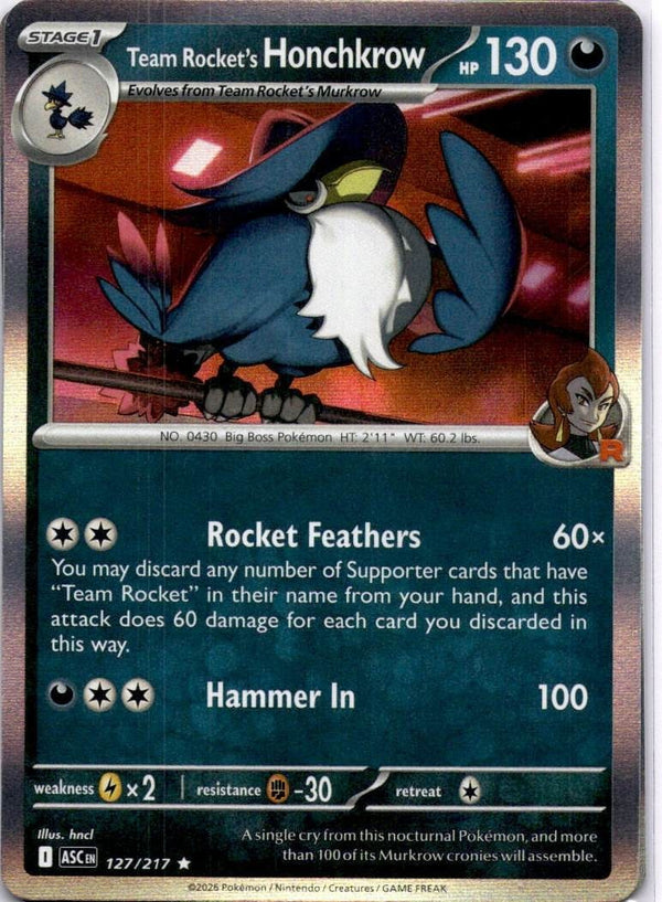 Pokemon Team Rocket's Honchkrow 127/217 Ascended Heroes Holo NM